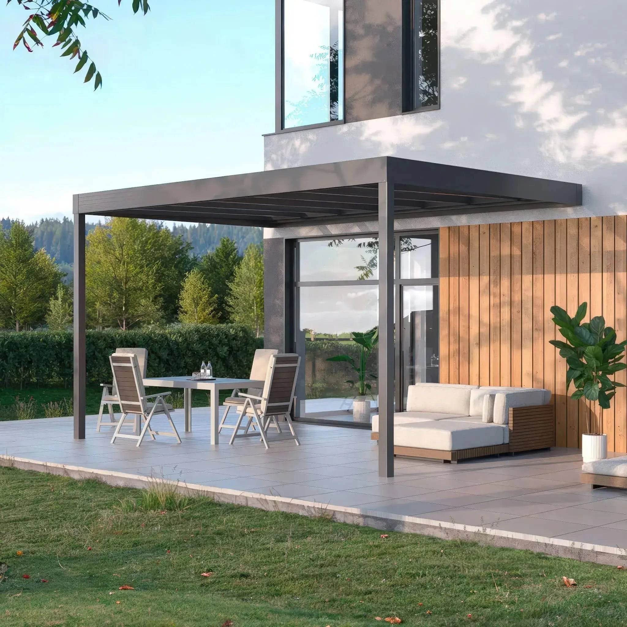 Terrassendach flach | Wandmontage | Polycarbonat | DIY - Terrassendach-Buddy