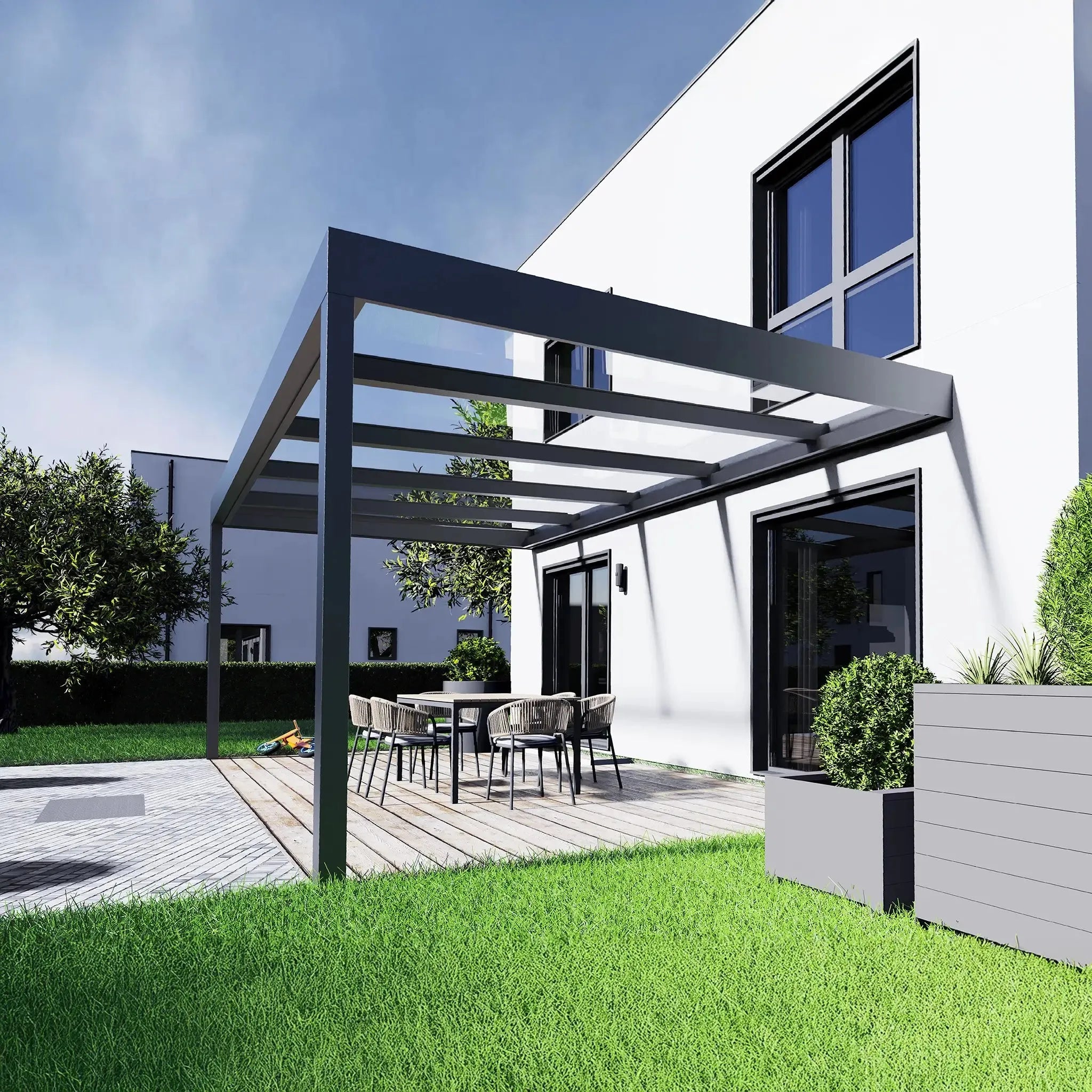 Terrassendach flach | Wandmontage | Polycarbonat | DIY - Terrassendach-Buddy