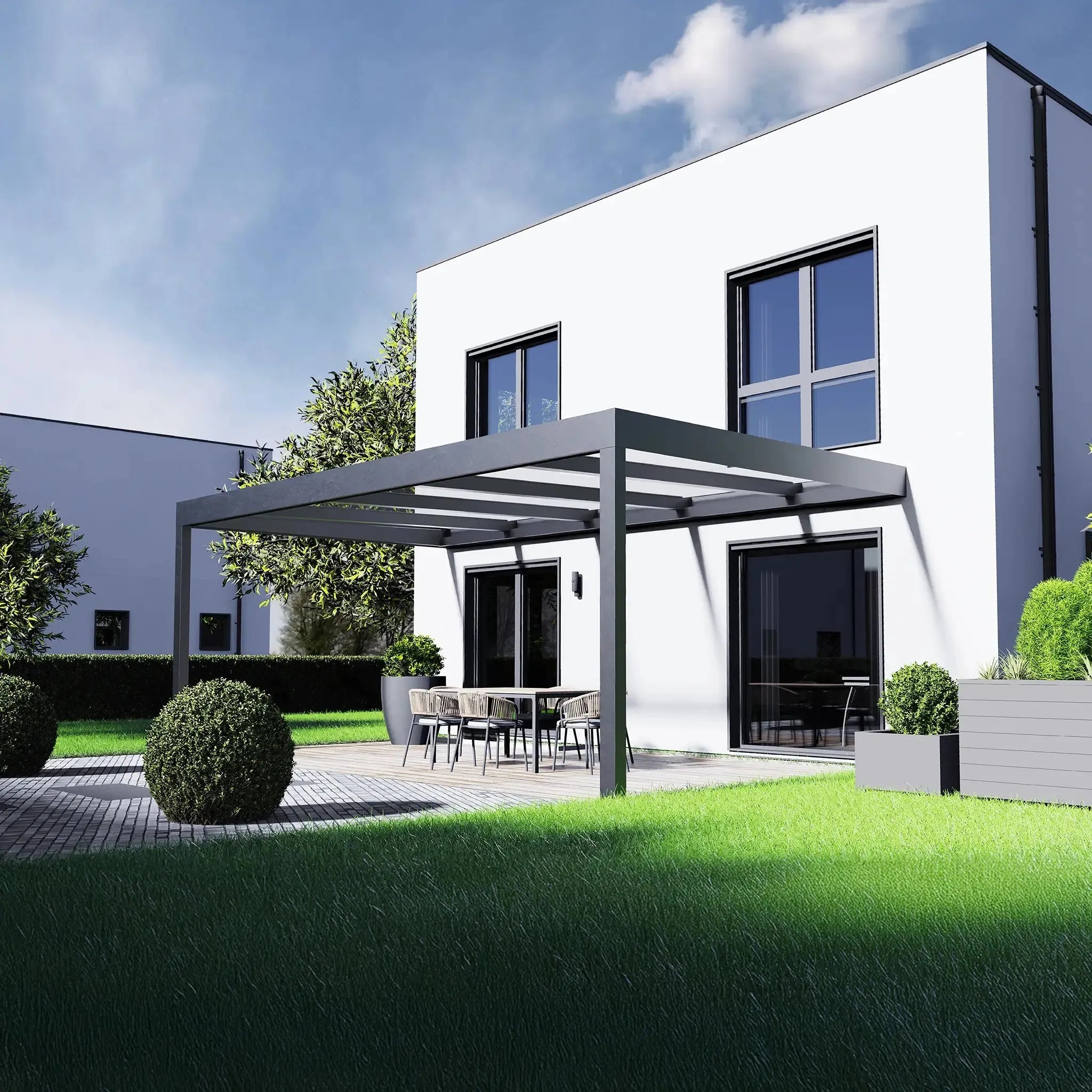 Terrassendach flach | Wandmontage | Polycarbonat | DIY - Terrassendach-Buddy