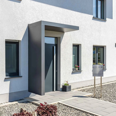 Vordach BS Plus mit Seitenteil und LED | Aluminium - Terrassendach-Buddy